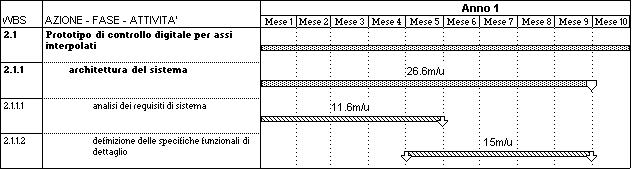 Cronogramma della FASE 2.1.1